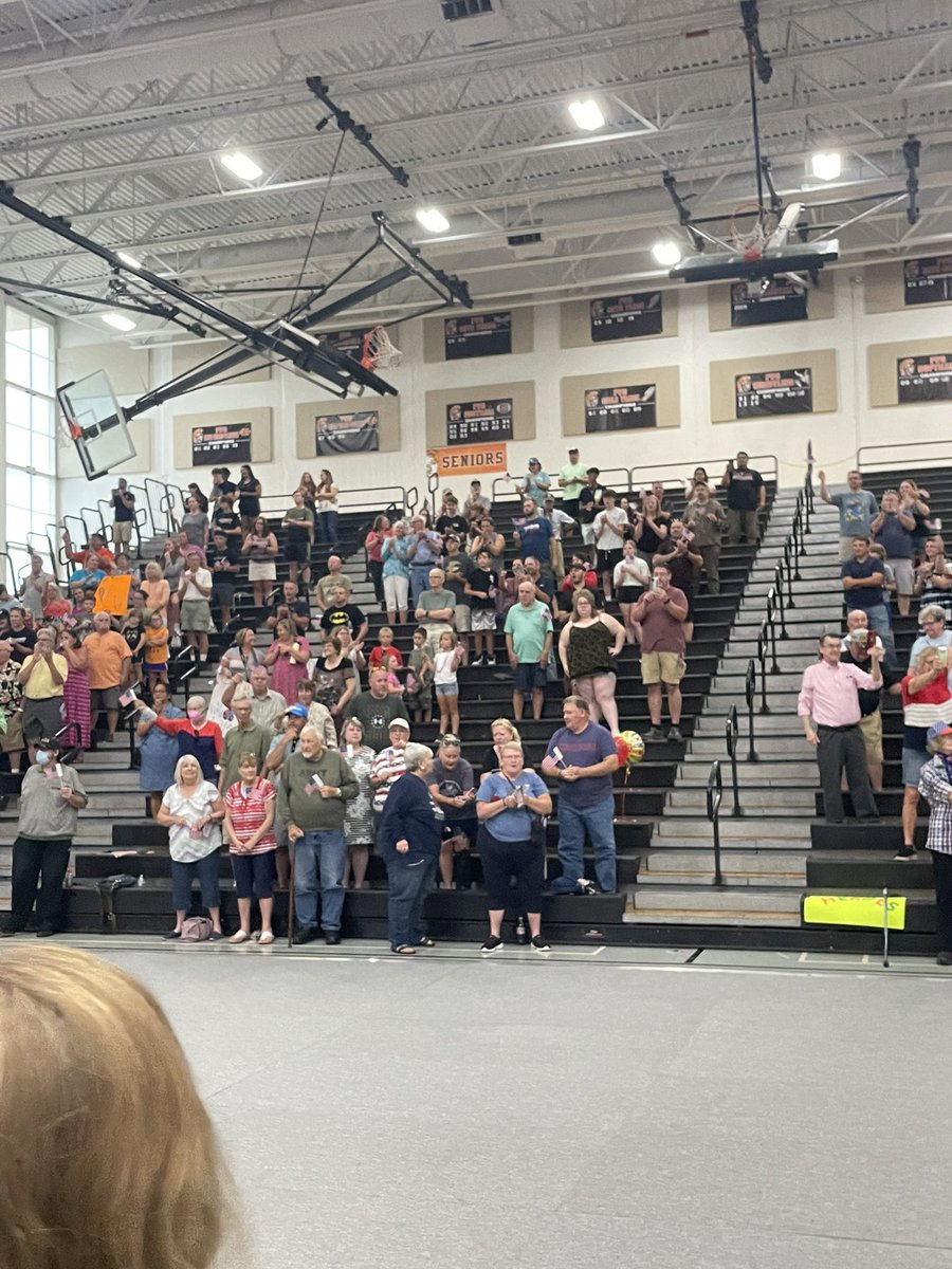 Mr_Sterner's tweet photo. What a pleasure to host the Northern Illinois Honor Flight Welcome Home Ceremony at MCHS! Big s/o to the cheerleaders, band, choir, Warrior media and student volunteers for their participation. Many staff members helped and it was an honor for us to welcome home our local heroes! https://t.co/NukgpqaTTs