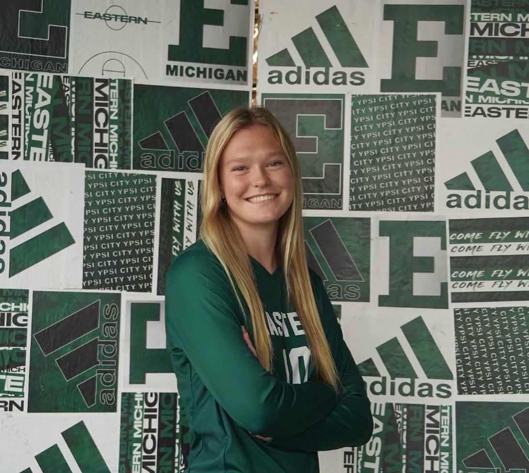 Hatteraswelker's tweet photo. I am so excited to announce my verbal commitment to continue my academic and volleyball career at Eastern Michigan University! I am so thankful for my family, friends, and coaches who have helped me become the person I am today. Forever an Eagle! 💚🤍 https://t.co/lkj6MtOtE0