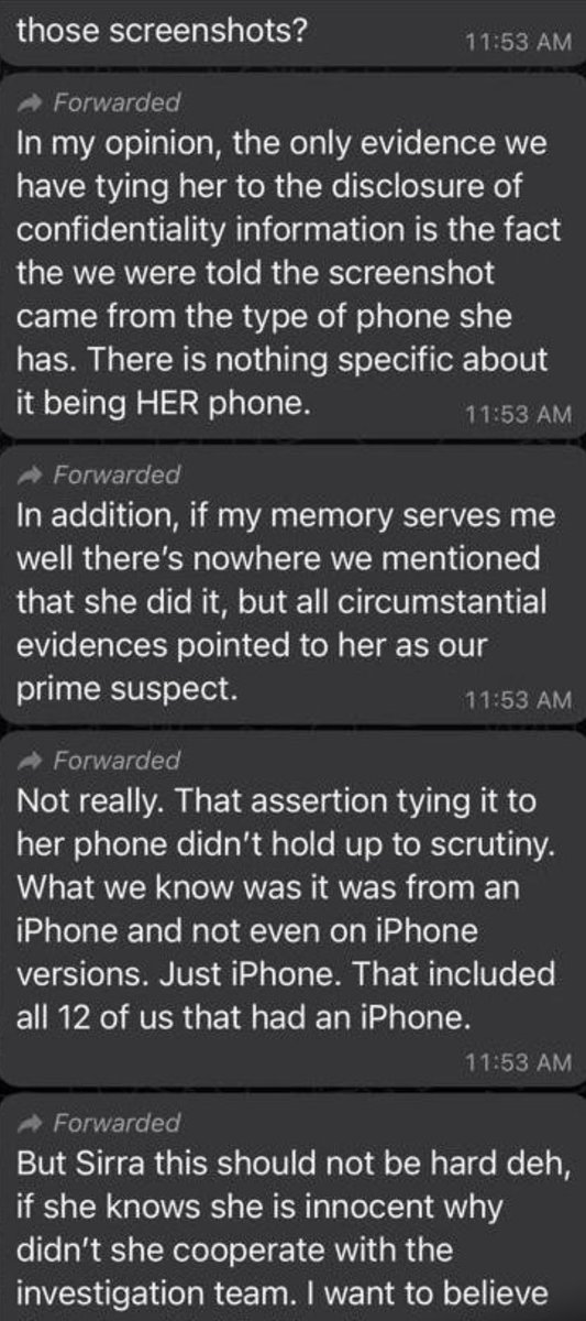Oceesay's tweet photo. "If you don't want your reputation ruined, then you better act right" said a @CAGambia member of @NennehFreda during their investigation of a previously leaked conversation that they alleged she leaked. Which begs the question who is leaking this one? Someone with an iPhone? 😂 https://t.co/AkZEdwzLqi