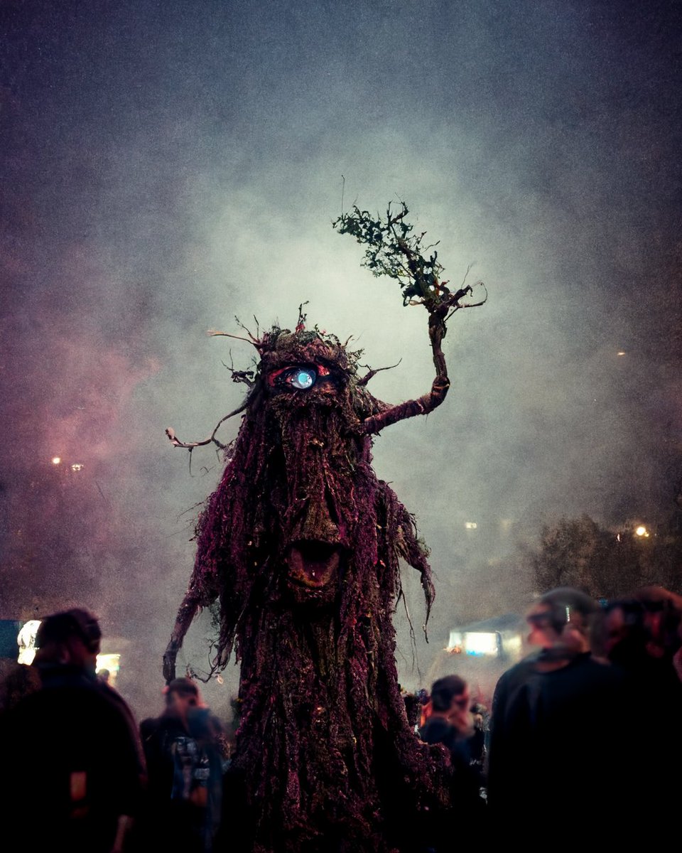 thedigiguru's tweet photo. So I've been at the #midjourney #festival and some weird stuff is going down - check out the #treemonsters I found - I think some people call them #ent https://t.co/I2Zfff81JM