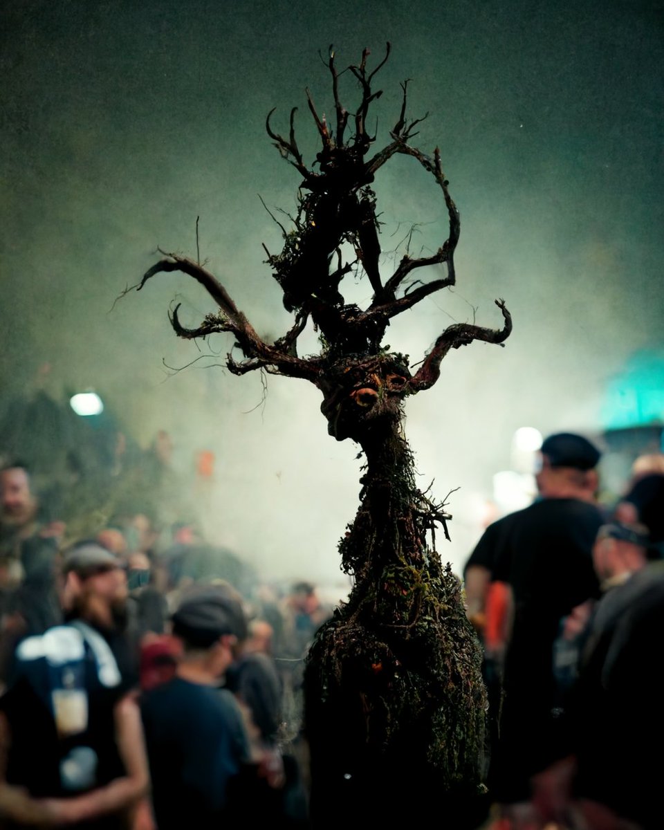 thedigiguru's tweet photo. So I've been at the #midjourney #festival and some weird stuff is going down - check out the #treemonsters I found - I think some people call them #ent https://t.co/I2Zfff81JM