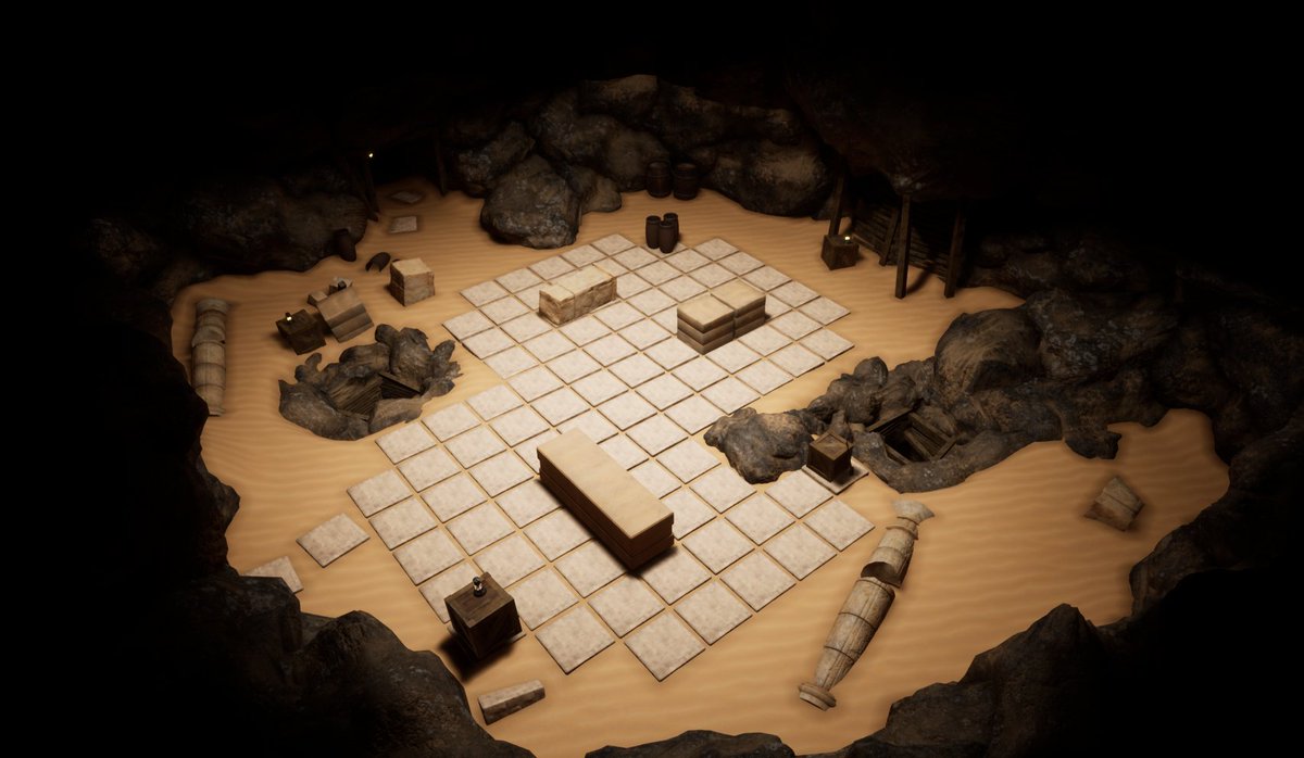 tidewoken's tweet photo. Tinkering on a different layout for a Dungeon Run level. I noticed that smaller maps work better for this mode, so I try to keep it simple 😌

#gamedev #indiedev #indiegame #UE4 #tactics #turnbased #UnrealEngine #gamedevelopment https://t.co/hBP7JBoPZJ
