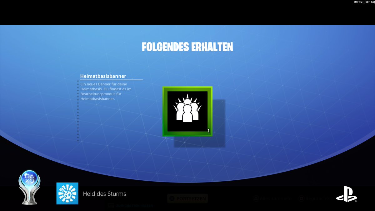 Fortnite
Held des Sturms (PLATINUM)
#PlayStationTrophy #PS5Share, #Fortnite
Endlich