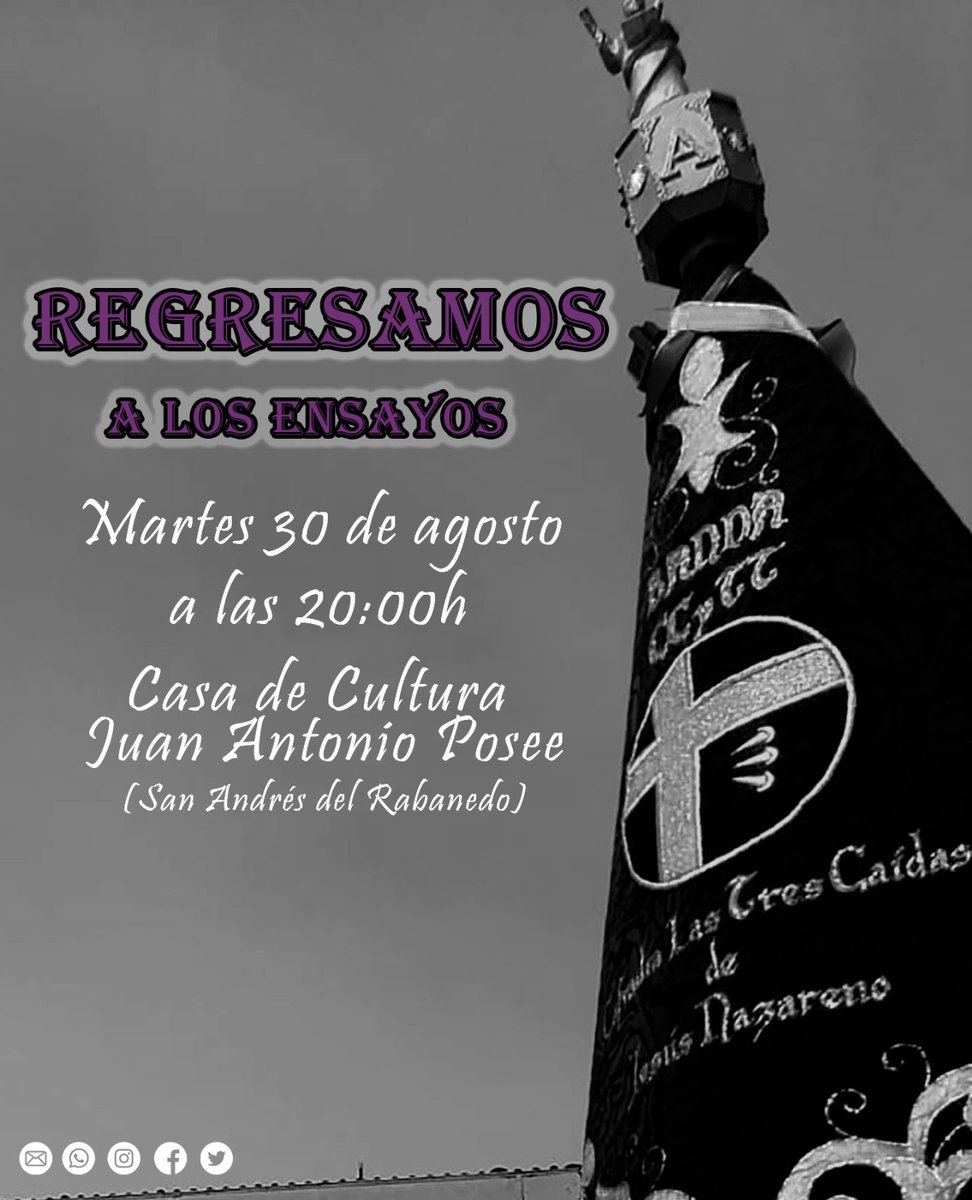 El próximo martes 30 de agosto nuestra banda regresa a los ensayos. Proyectos e ilusiones para compartir en este nuevo curso. 

Recordar que seguimos admitiendo nuevos componentes, ¡Os esperamos!

💛💜
#QueSuenenCornetasYTambores
#TresCaidasSA