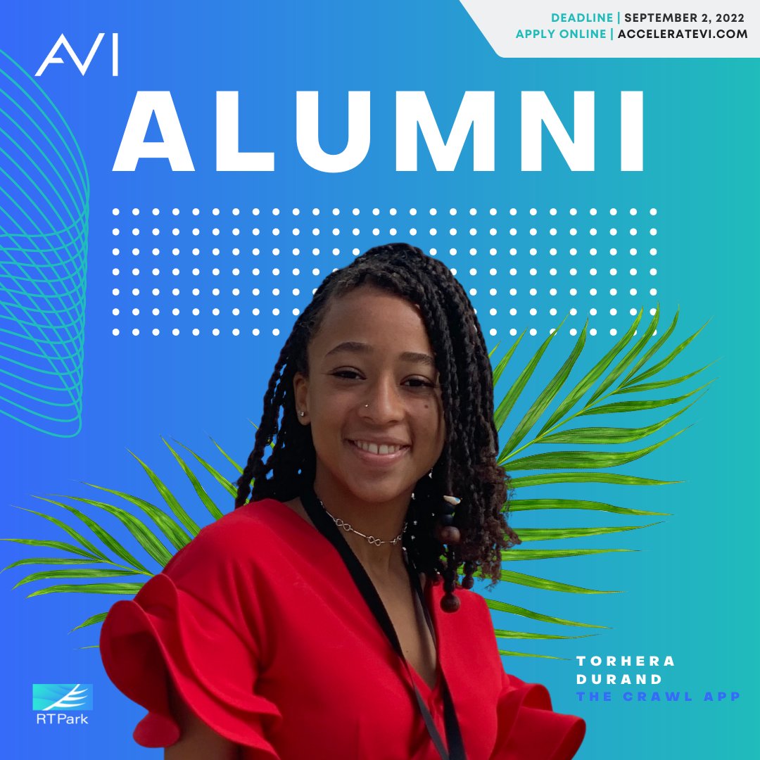 accelerateusvi's tweet photo. "My experience with AVI not only helped push our company's tech idea forward but it also helped me identify a new career path, one that I love!" - Torhera Durand, The Crawl App
๐ป๐ฎ๐ App due on 9/2. ๐ฒ Apply at https://t.co/Cf1I6AVs40 #acceleratevi #avistartups #techentrepreneurs https://t.co/B3nv0RK9u2
