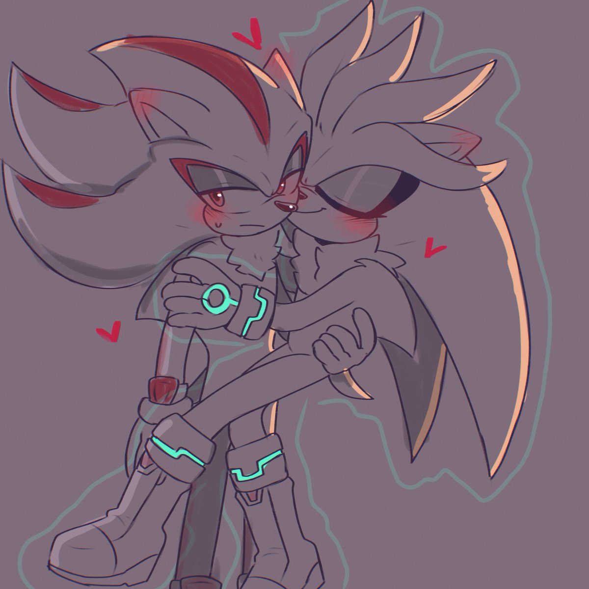 shadow the hedgehog and silver the hedgehog (sonic) drawn by sk_rokuro