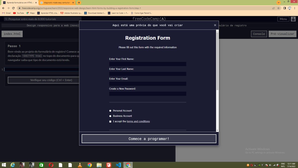 VicyKanivete's tweet photo. #100DaysOfCode 
#freeCodeCamp 
#tsalaCode

Day 16/100
I'm learning HTML Formsby Building a Registration Form

... https://t.co/G2MhIKfEum