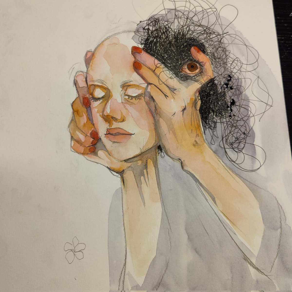 abotdanggot's tweet photo. Sometimes I don't feel real. #watercolorpainting #illustration #traditionalart https://t.co/qXJIHYDoOI