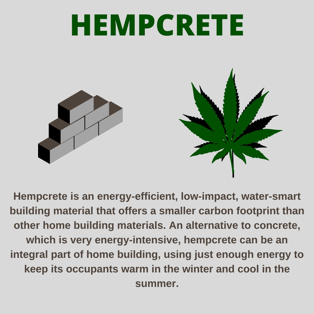 HempCBDnews's tweet photo. Hempcrete is an energy-efficient, low-impact, water-smart building material that offers a smaller carbon footprint than other home building materials.
#hempcrete #hempconrete #hemp #hempfibres #hempbuildingmaterials #hempmaterials https://t.co/WonurRgGaP