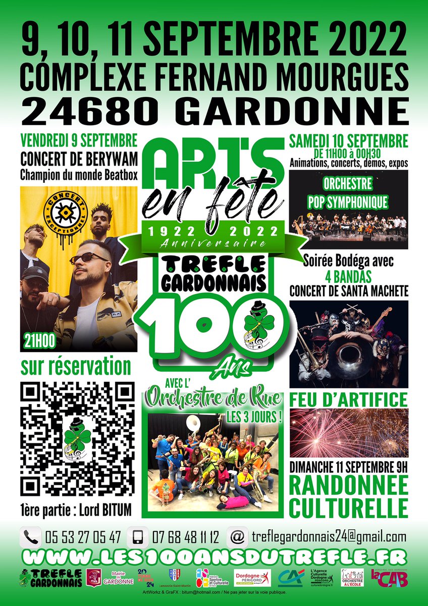 RougierCh's tweet photo. Les 9, 10 et 11 septembre, festival Arts en fête pour les 100 ans du Trèfle Gardonnais. Nous vous attendons nombreux ! https://t.co/hNvGLuDWbT