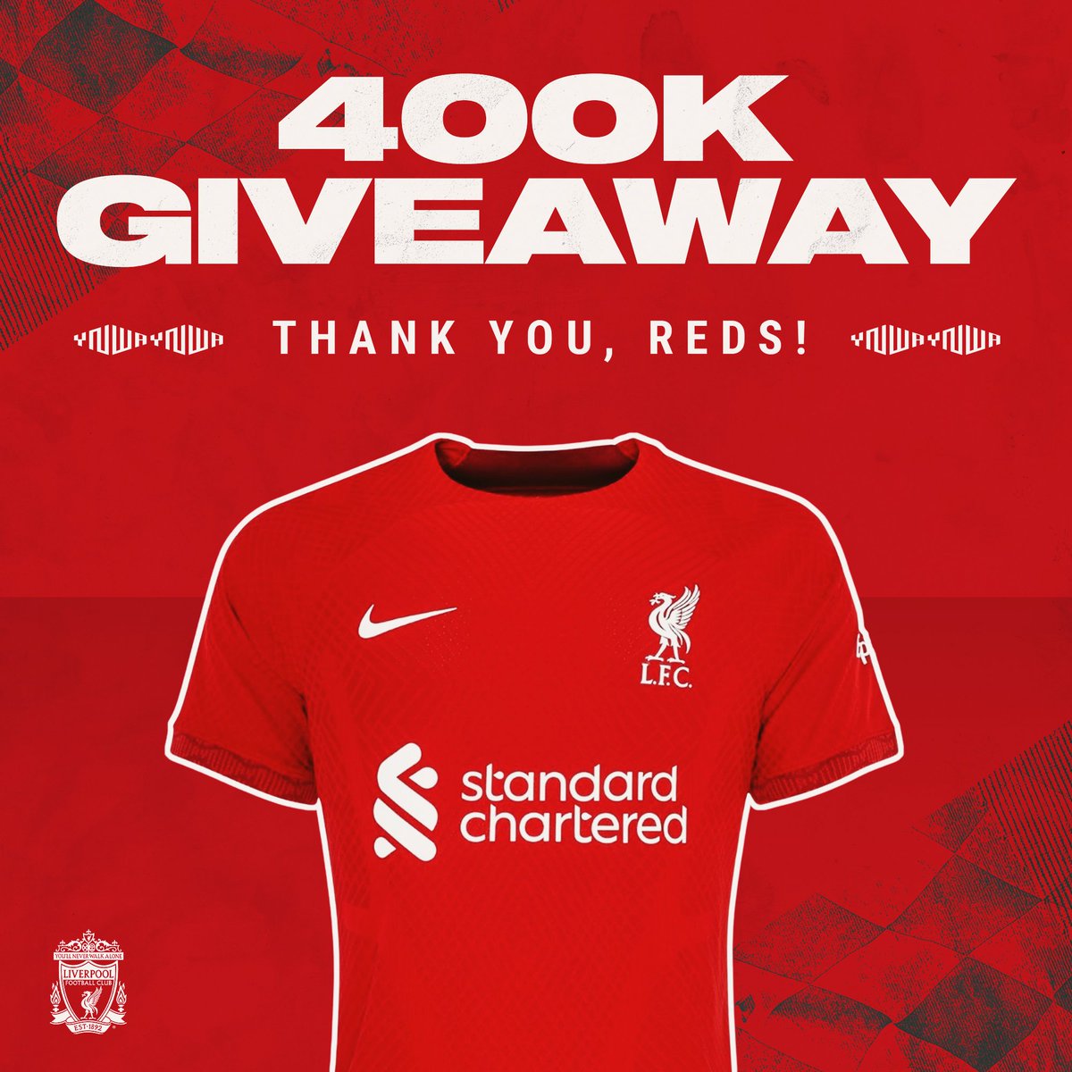 Liverpool FC USA (@lfcusa) on Twitter photo 🚨 400K FOLLOWERS 🚨
As a thank you, we're giving away a 2022-23 #LFC kit!
For a chance to win:
1) Follow <a href="/LFCUSA/">Liverpool FC USA</a> ✅
2) Retweet + Like this tweet 🔁 🚨 400K FOLLOWERS 🚨
As a thank you, we're giving away a 2022-23 #LFC kit!
For a chance to win:
1) Follow <a href="/LFCUSA/">Liverpool FC USA</a> ✅
2) Retweet + Like this tweet 🔁