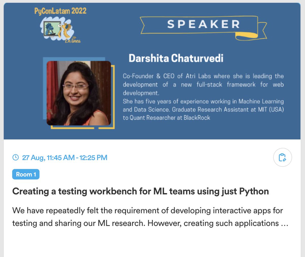 PyLatam's tweet image. Nuestro Primer bloque de charlas de ayer estuvo a cargo de estos excelentes expositores de nuestra comunidad. #Python🐍🎉

Muchas gracias por participar de esta edición #PyConLatam22 son geniales.🥳

👩‍💻Alison Orellana
👨‍💻Cristhian Motoche
👩‍💻Darshita Chaturvedi
👨‍💻Jesús Alan López