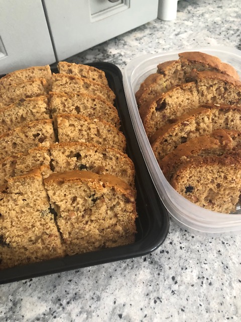 WheatonProvost's tweet photo. Banana bread with a handful of pecans 'n' pumpkin seeds, coconut, and dried blueberries. #sabbathbaking #sabbath https://t.co/QADYyMH29b