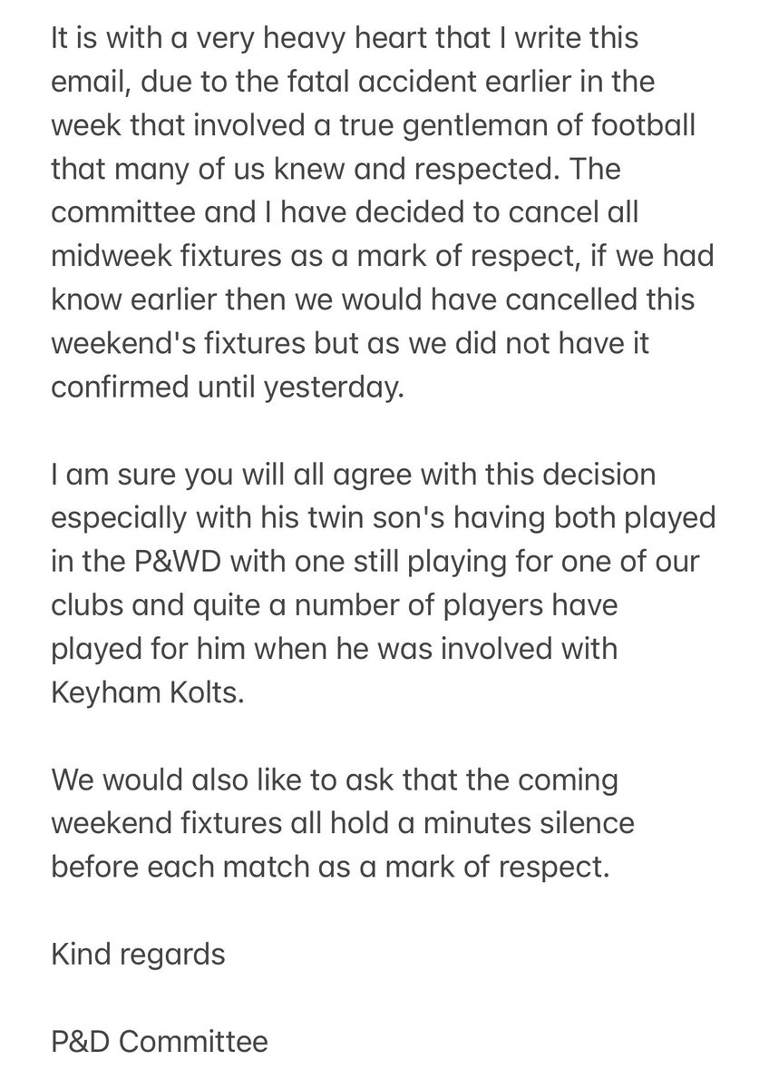 Fixture postponed for midweek fixtures. 🖤