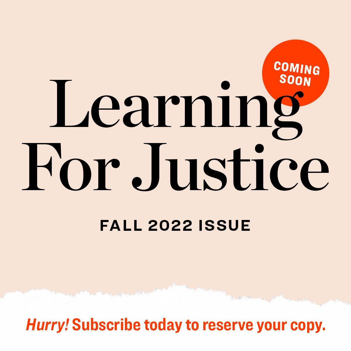 splcenter's tweet image. 📣 Coming Soon... The #LearningForJustice magazine!

@learnforjustice&apos;s magazine is free to educators, parents and caregivers, and all community members who are committed to ethical education.

Subscribe by September 7 to receive your print copy: bit.ly/3bOHKsi