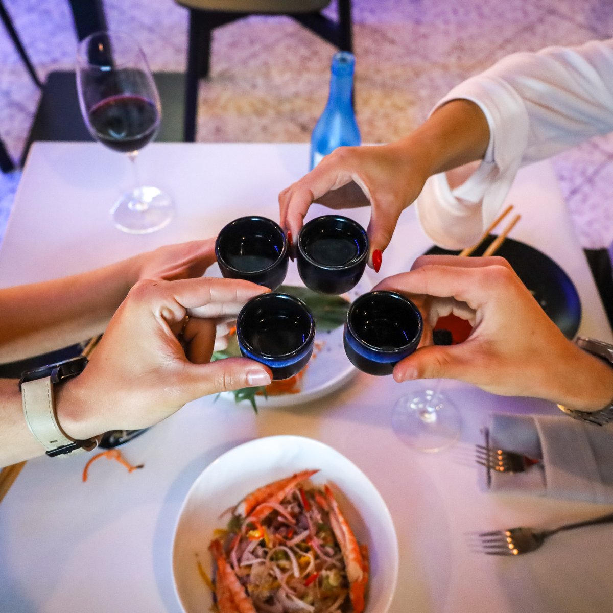 GlassBoxSD's tweet image. Shot of Sake for the whole table! 🍶