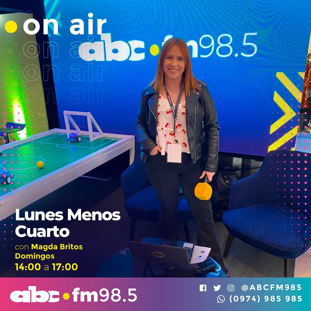 Romance985's tweet photo. #LunesMenosCuarto 🟡 AL AIRE desde el #CampusPartyPy
📻Nos encontramos en el Centro de Convenciones Conmebol con @britosmaggie hasta las 17:00 con las mejores canciones.
😎No te aburras, prendete a la 98.5 y recargá energía.
98.5FM🎧 Solo Éxitos.
📲https://t.co/ZH6HDzQAie https://t.co/NkV87PjZ9R