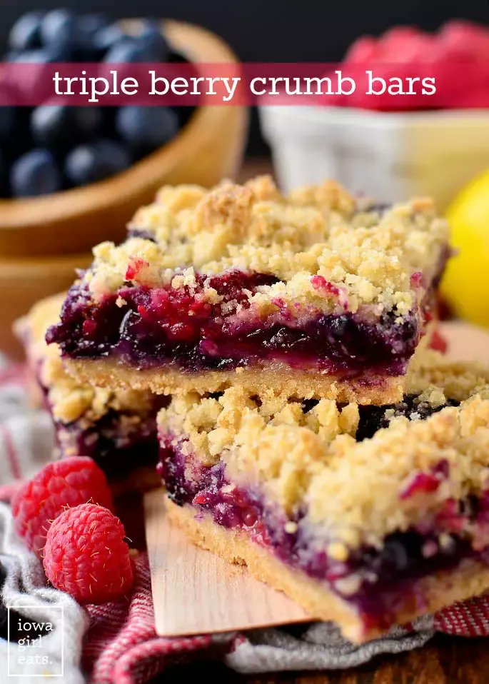 Triple Berry Crumb Bars - Tastes Like Pie But Easier! buff.ly/2XA96bv