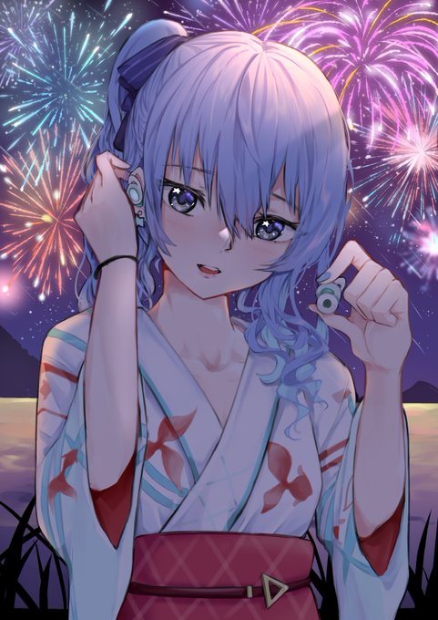 「aerial fireworks hair between eyes」 illustration images(Latest)