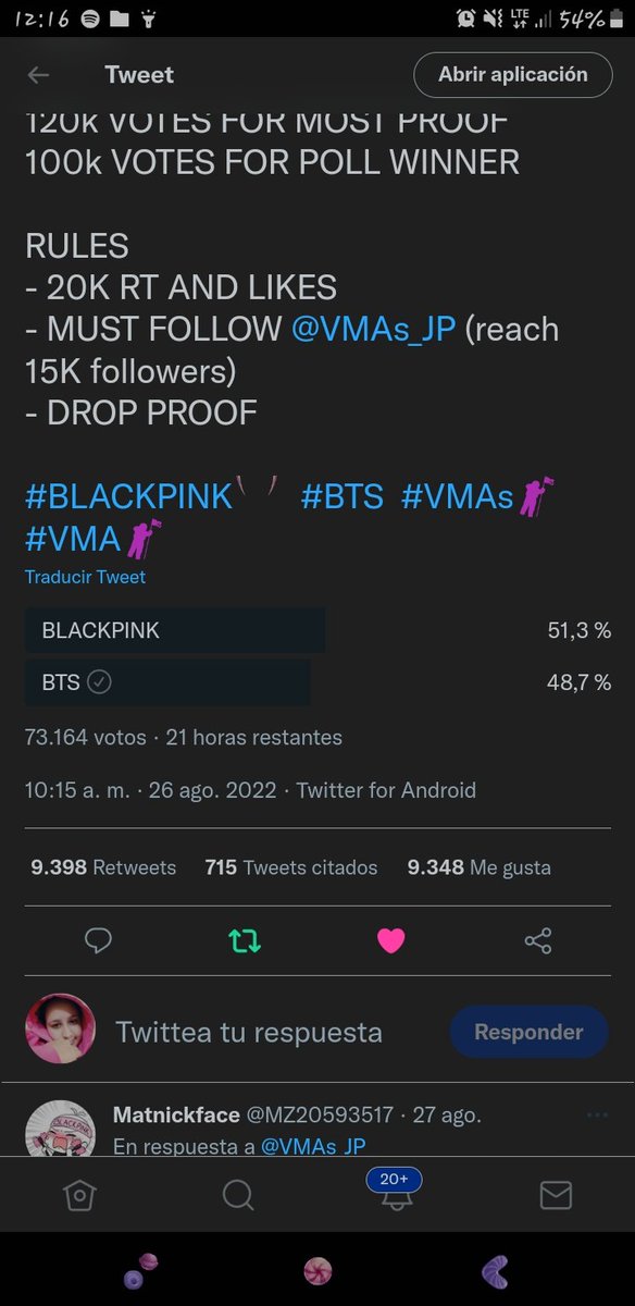 Mbrenes09's tweet photo. @VMAs_JP #BTS 💜 https://t.co/dY4hUCnvFz
