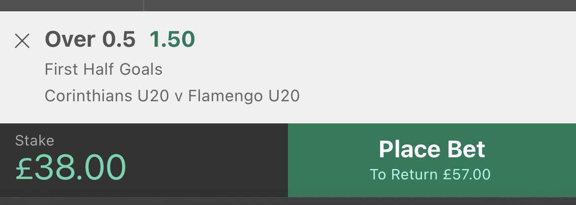 Mr_Footy_Tips's tweet photo. Inplay Challenge - £100 Target

Bet 2 - Brazil 🇧🇷 

Over 0.5 FH goals

£38 returns £57

Hit ❤️ if you’re following

#Inplay #FootyTips https://t.co/UN8Vr6rtwS