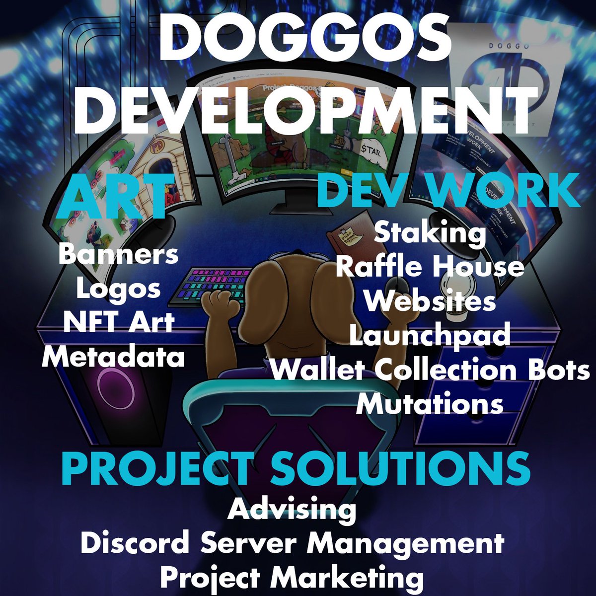 We have just announced Doggos Development! And ALL IN ONE development team for all upcoming and existing projects! Project Doggos holders of 3+ will get a 50% rev share from all profits made. Are you #Doggish yet?