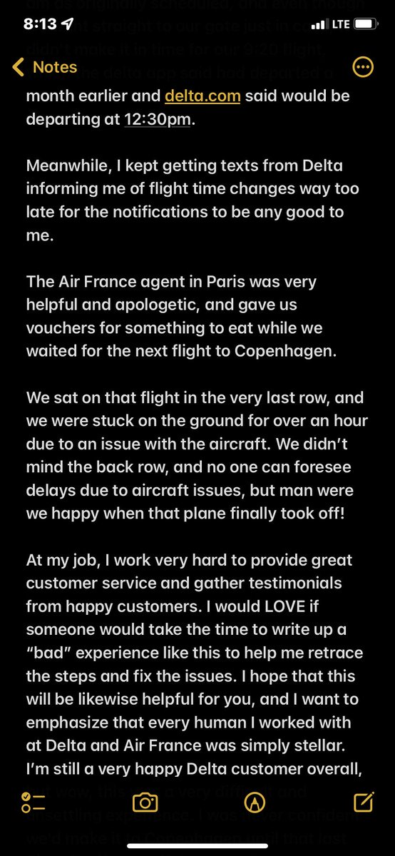 bfair31's tweet photo. Hi @Delta, none of your support channels allow adequate space to tell my story. Here it is. The end of the story plus a few screenshots in the following tweet. (1/2) https://t.co/SiM0ty0m7d