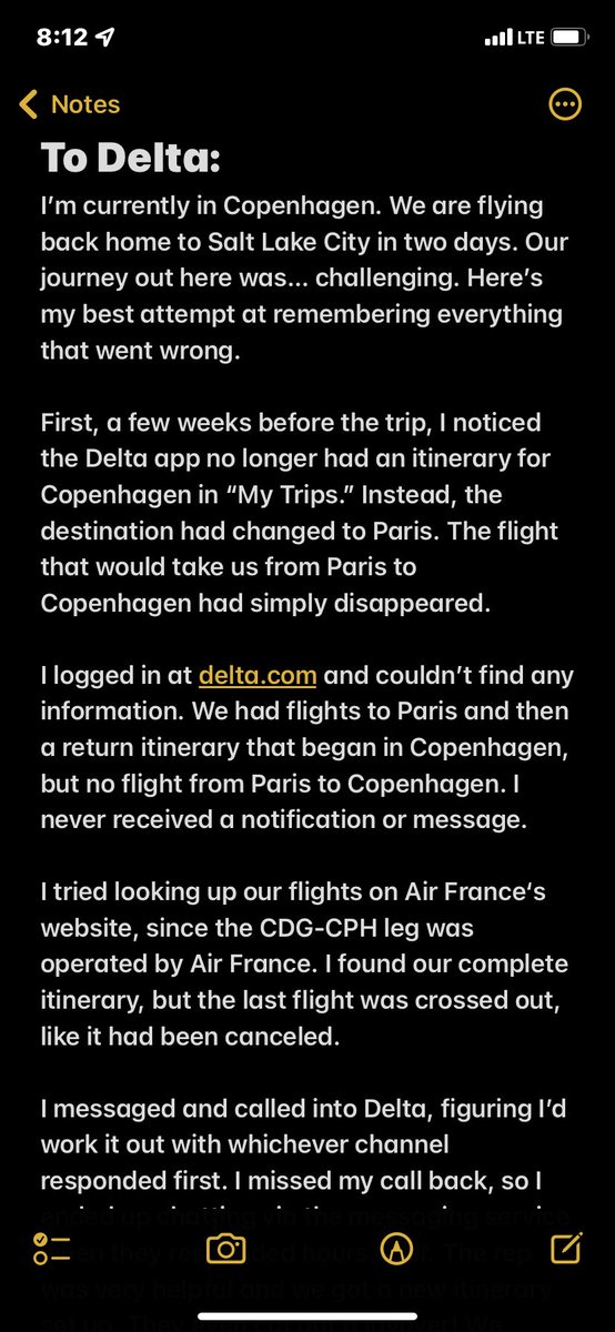 bfair31's tweet photo. Hi @Delta, none of your support channels allow adequate space to tell my story. Here it is. The end of the story plus a few screenshots in the following tweet. (1/2) https://t.co/SiM0ty0m7d