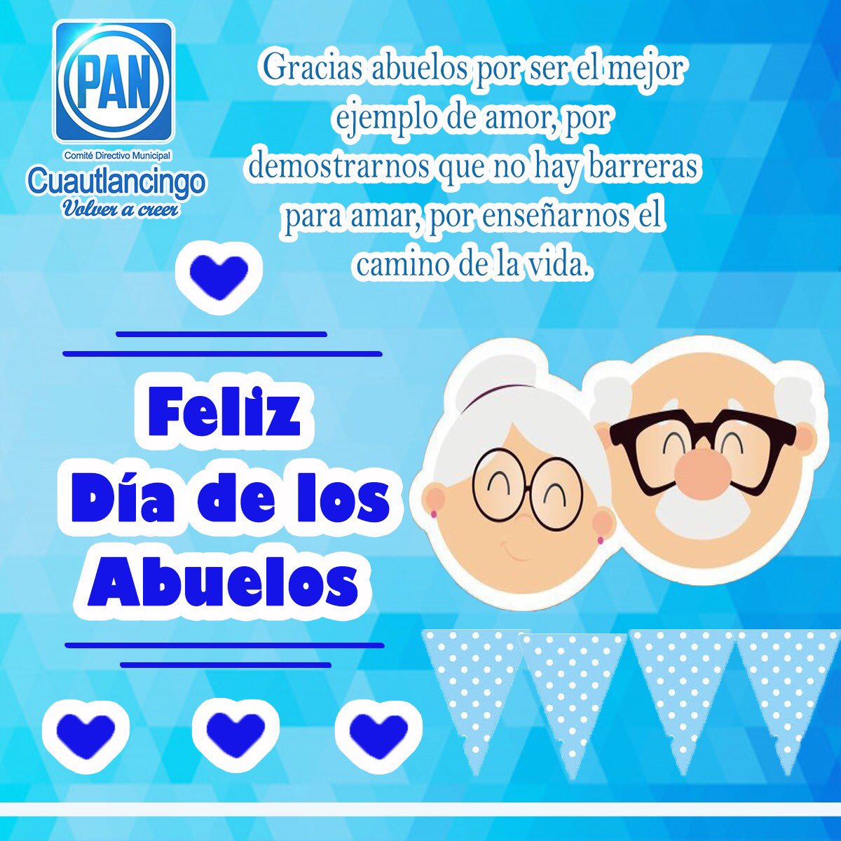 CDMPANCUAUTLAN1's tweet photo. Enviamos una felicitación a las abuelitas y abuelitos de #Cuautlancingo en su día.
#diadelosabuelos https://t.co/YUuzayLH9L