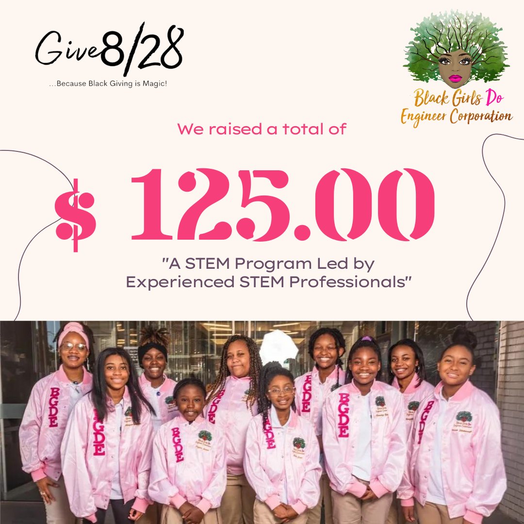 BGDECorp's tweet photo. #Give828 Update
We have raised $125 so far. That is 1% of our $10,000 goal. There are still so many hours to give towards our cause and movement.
Please give at https://t.co/XI2exOXzPS
#BlackGirlsDoEngineer #BGDE #BPM2022 #BlackPhilanthropy #Nonprofits #Donation #BlackGiving https://t.co/XvPXxAbJIH