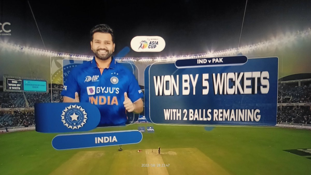 1072001yash's tweet photo. @imVkohli @hardikpandya7 @imjadeja @BhuviOfficial
Great match... Very well played 🎉🎊🇮🇳🇮🇳🇮🇳 #INDvsPAK #AsiaCup2022 #India #IndiaVsPakistan https://t.co/D2u1rNcMpS