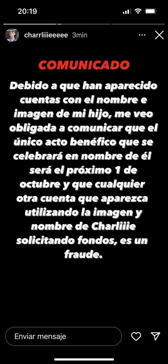 itsxmendesb94's tweet photo. COMUNICADO DE LA FAMILIA DE CHARLIE: https://t.co/57wSpC4YZj