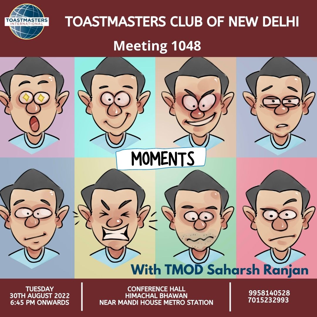 Let's all join together with TMOD TM Saharsh Ranjan who is going to take us through all these moments and the way we could be better out of all.

Theme :- Moments 
Date :- Tuesday, 30th August 2022 🗓️
Venue :- Conference Hall, Himachal Bhawan, Near Mandi House Metro Station