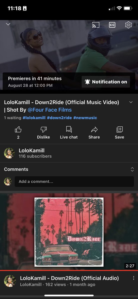 laurynkamill's tweet photo. Official Video for Down2Ride out today at 12 pm!!! Y’all better tune in🔥😝#streamlolokamill #newmusic2022 #buju #Down2Ride https://t.co/UK0CsMa5zN