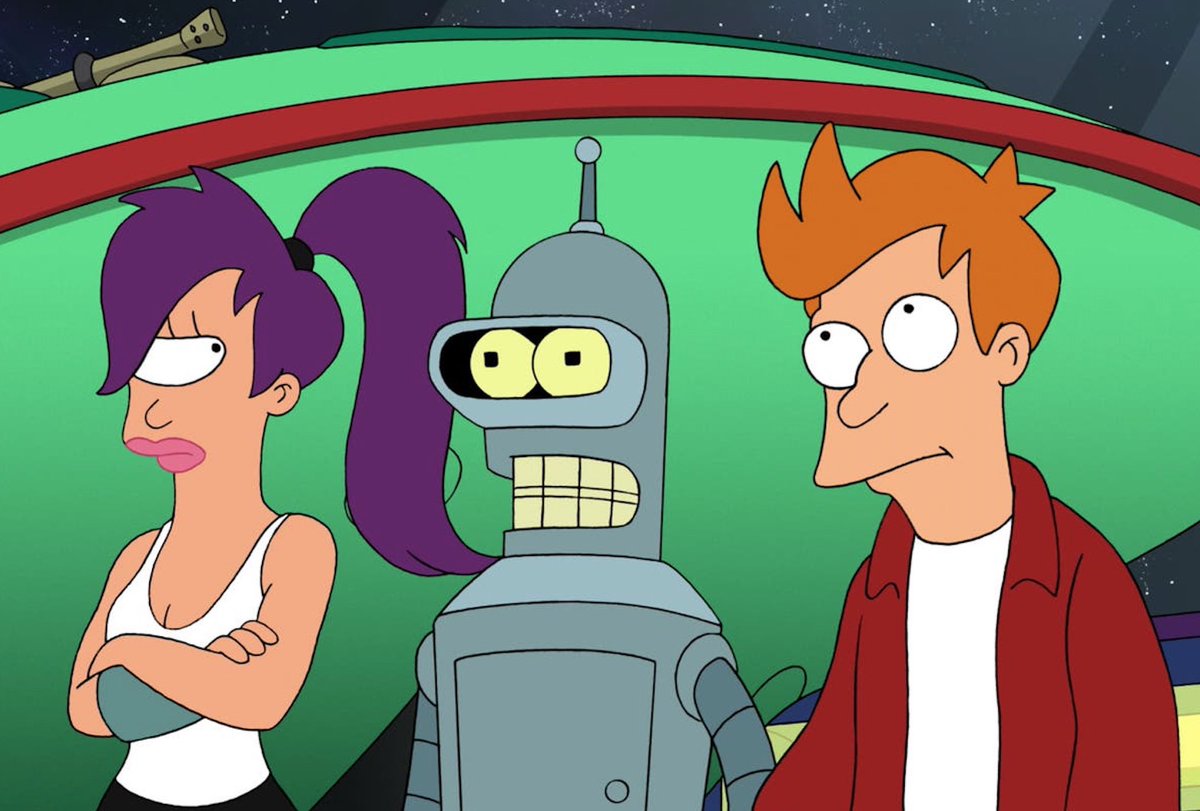 DiscussingFilm's tweet photo. First episode titles from Hulu’s ‘FUTURAMA’ reboot:

- The Impossible Stream
- Rage Against The Vaccine
- Zapp Gets Cancelled
- Related To Items You've Viewed
- Children Of A Lesser Bog
- How The West Was 1010001
- I Know What You Did Last Xmas

(via: https://t.co/FYg3oiFZC8) https://t.co/tF0Zg9r3do