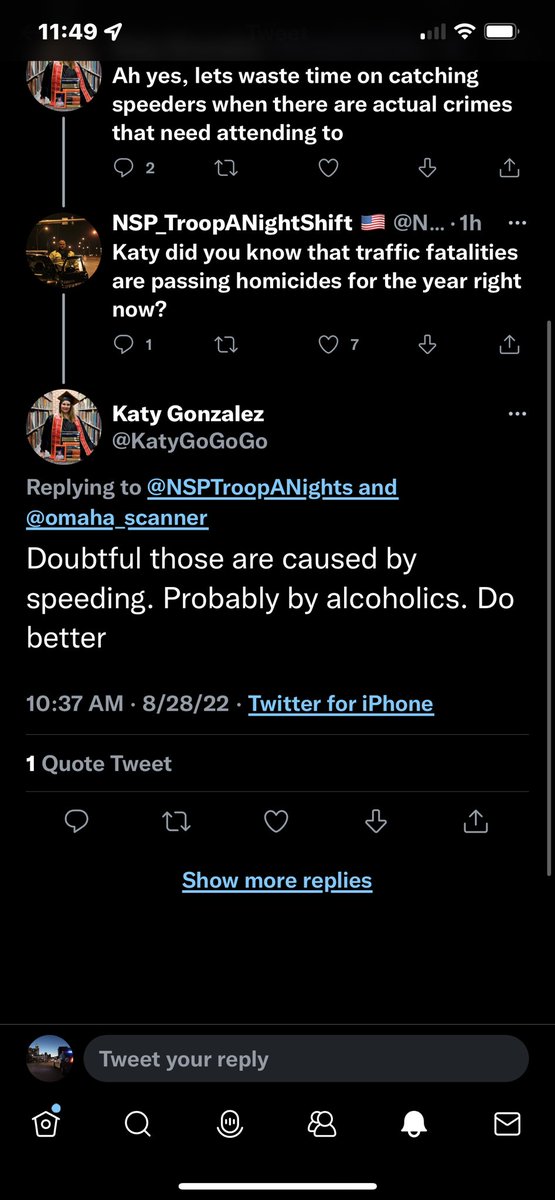 omaha_scanner's tweet photo. You said it was doubtful that speeding causes fatality accidents. We showed you were wrong in that. They do. 17 homicides in Omaha. 28 fatality crashes. At least 4 with high speed a factor. 107 in a 65 can be deadly. Go be an accident investigator and I bet you’ll change your https://t.co/lrafUuxmRq