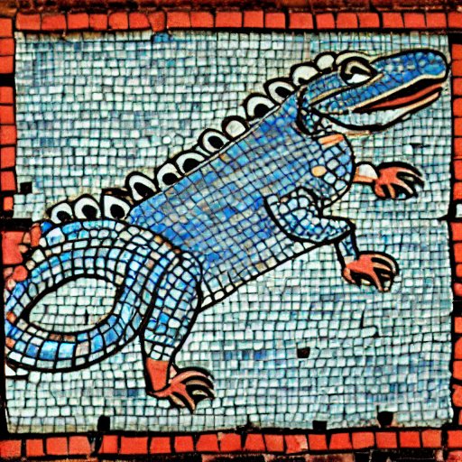 Alvin68883280's tweet photo. "A Roman tile mosiac of an alligator shuffle dancing" #stabledifussion #huggingface #meme #Alligator #shuffledancing #hilarious #dalle2 https://t.co/wO2qceXgDa