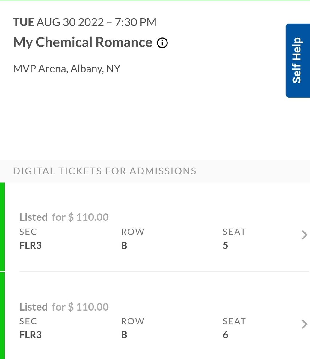 abbelinmusic's tweet photo. @parxtourupdates i'm selling some tickets for tomorrow's My Chemical Romance + Waterparks Albany show for like $60 off since I can't go https://t.co/7SO4oiNSdp