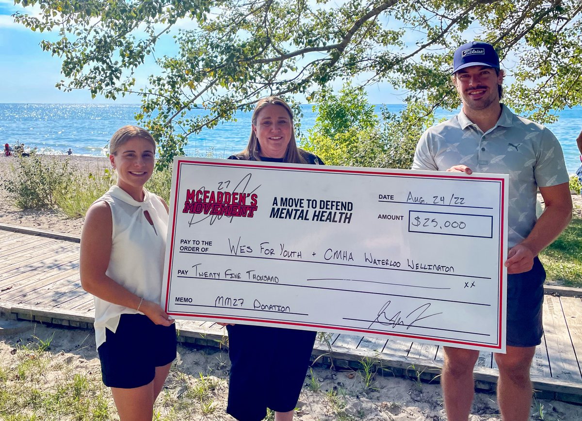 On August 24, <a href="/gmcfadden27/">Garrett McFadden</a> presented <a href="/wesforyouth37/">WES for Youth Online</a> &amp; <a href="/CMHAWW/">CMHA WW</a> with $25,000 - making #MM27's 2022 donation its highest single total yet, while surpassing $100,000 donated over six years.

A gracious thank-you to all who have helped along the way!

📰READ: bit.ly/MM22-Donation