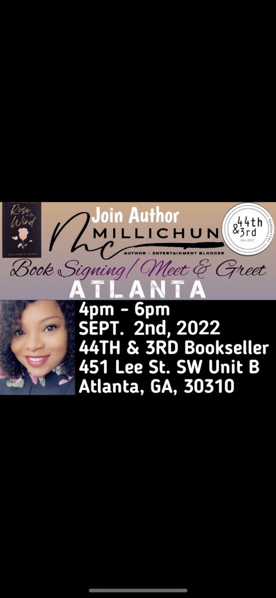 IvyMississippi's tweet photo. Can’t wait to see y’all!!!!! #Atlanta #author #BarnesandNoble #Amazon #RoseInTheWind #BlackGirlsRock #CharlotteNC #millichun https://t.co/tM2XjuP1sb