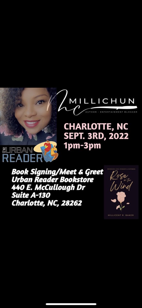 IvyMississippi's tweet photo. Can’t wait to see y’all!!!!! #Atlanta #author #BarnesandNoble #Amazon #RoseInTheWind #BlackGirlsRock #CharlotteNC #millichun https://t.co/tM2XjuP1sb