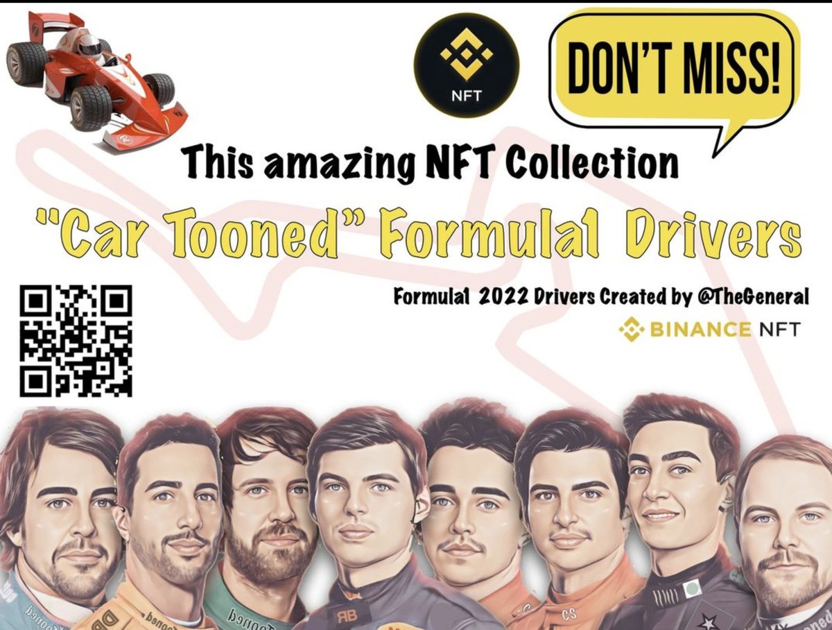 TGtwitt's tweet photo. Scan QR code to see view these sort after #Formula1  #nftcollections "Car Tooned" #NFTs of #F1drivers and #F1cars 

#NFTCommunity #NFTdrop #nftart #nftcommunity #nftcollector #nftcollectibles  #nftinvestor #cryptoart #nftdrop #nftbuyers #NFTGiveaway #cartooned    #sportsnft https://t.co/DtGFWgE76g