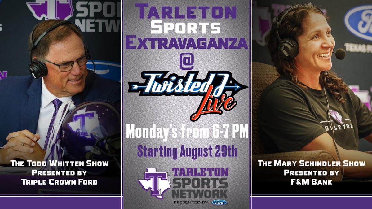 Join us every Monday from 6-7 for @tarletonsports coaches show! 

Scholarships, Golden Concert Tickets &amp; MORE GIVEAWAYS! Can’t wait to see all Tarleton Students💜💜