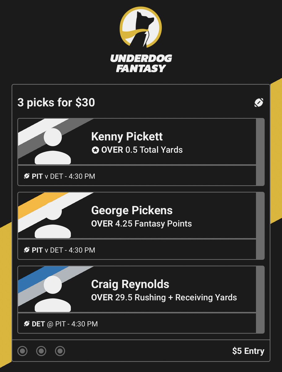 DynastyDorks's tweet photo. Don’t forget about @UnderdogFantasy ‘s special line for Kenny Pickett today
DYNASTYDORKS promo code gets you a deposit match up to $100
Taking the overs on Craig Reynolds and George Pickens as well
#DETvsPITT https://t.co/jHfXVj0RYh