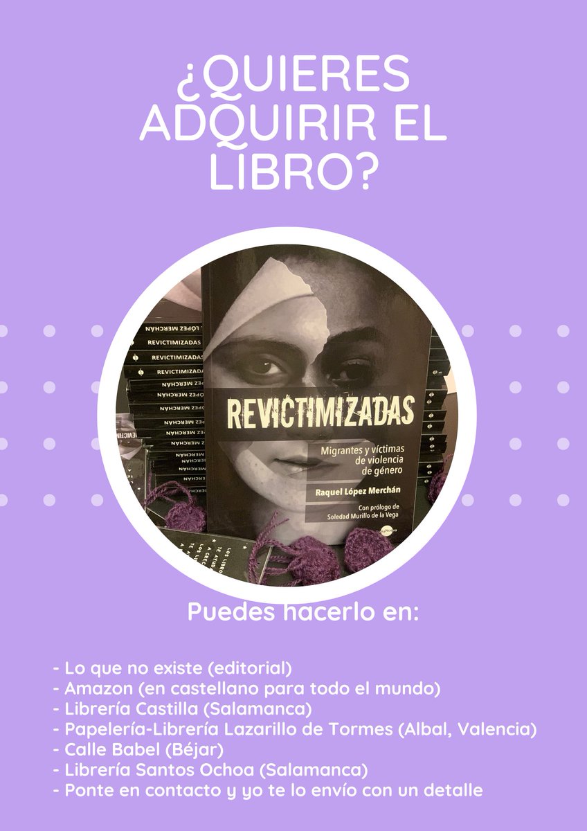 Chachelmerchan's tweet photo. Seguimos promocionando #Revictimizadas. Espero que en breve comience a decir fechas y lugares de presentaciones. Considero que sigue siendo muy importante y necesaria la temática de este libro. #violenciadegenero #migracion Consulta dónde puedes adquirirlo. https://t.co/xR56IkmueM