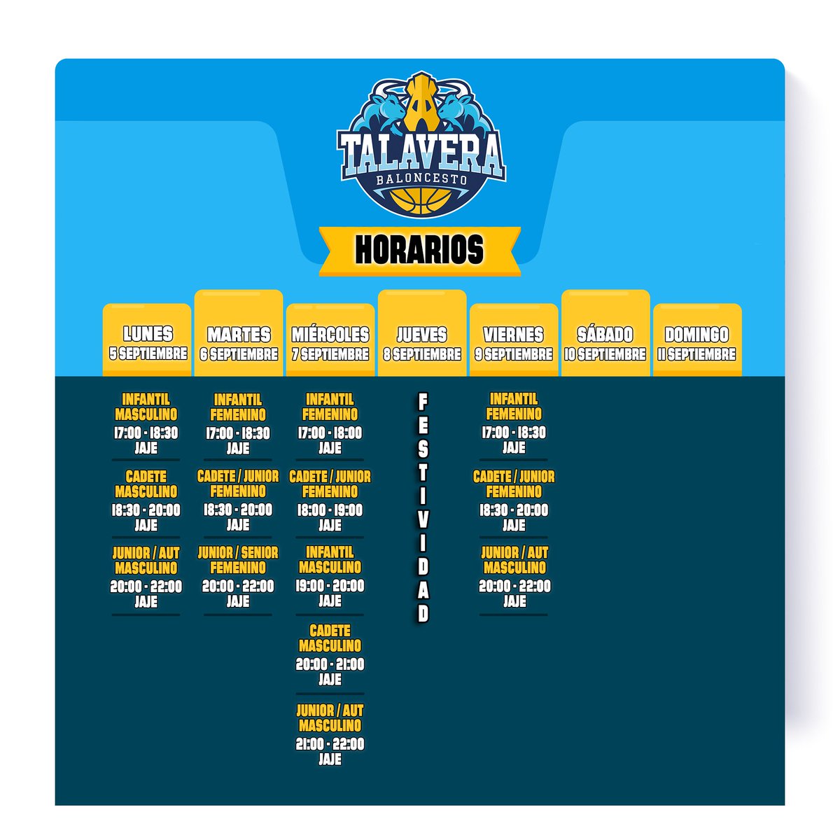 🏀JORNADA DE PUERTAS ABIERTAS DEL BALONCESTO TALAVERA🏀

¡Te estamos esperando! ❤️🎯