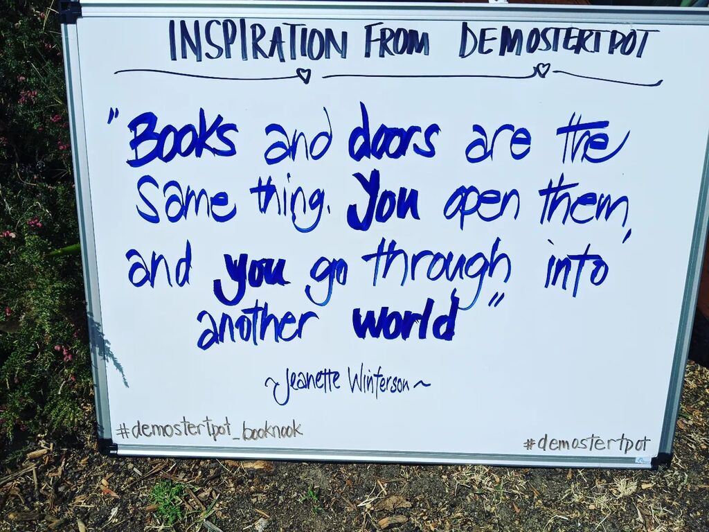 MossieSD's tweet photo. Some books out, new books in... 
Some changes in the library done by Beppie today and a new inspiration message. Love this project...
Follow us on IG: @demostertpot_booknook

 #demostertpot #inspiration #lacostavalley #carlsbad #vintales #wineandwildlife… https://t.co/HiCqSpSatD https://t.co/x4IH6vnRwp