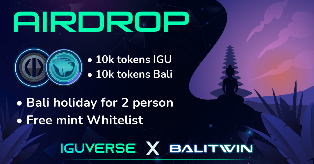 ⚡️ 10k tokens from BaliTwin and <a href="/iguverse/">IguVerse 🦎 Public Beta Live</a> alongside 48 whitelists and 2 Bali tickets—worthy prizes for our first airdrop, right? 

Subscribe to our social media and become a lucky winner! 🤝 

Full list here 👇
wn.nr/SxjjrX 

#airdrop #giveaway #Crypto