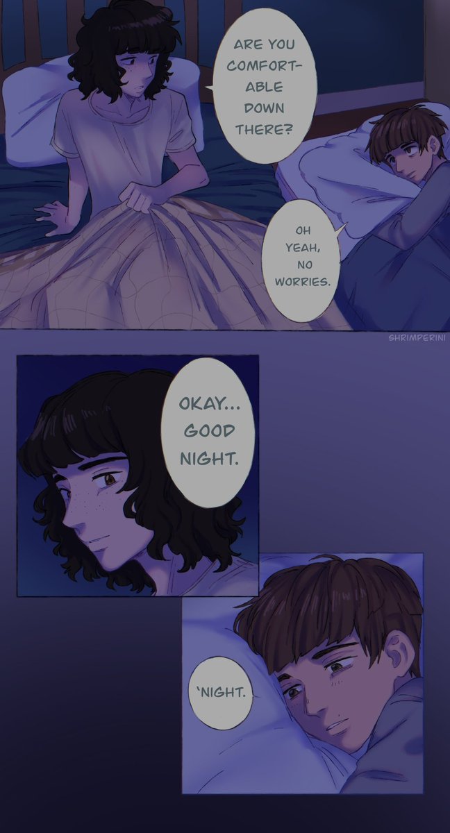 shrimperini's tweet photo. “it’s time, will.” #byler comic - some time after s4, post mlvn breakup. the byers sleep over at the wheeler’s house 

cw: hurt/comfort, will having rly bad intrusive thoughts (vecna)❗️
sorry if it’s ooc or something it’s my first time making something like this 😭
1/9 https://t.co/RQmG3gT8la