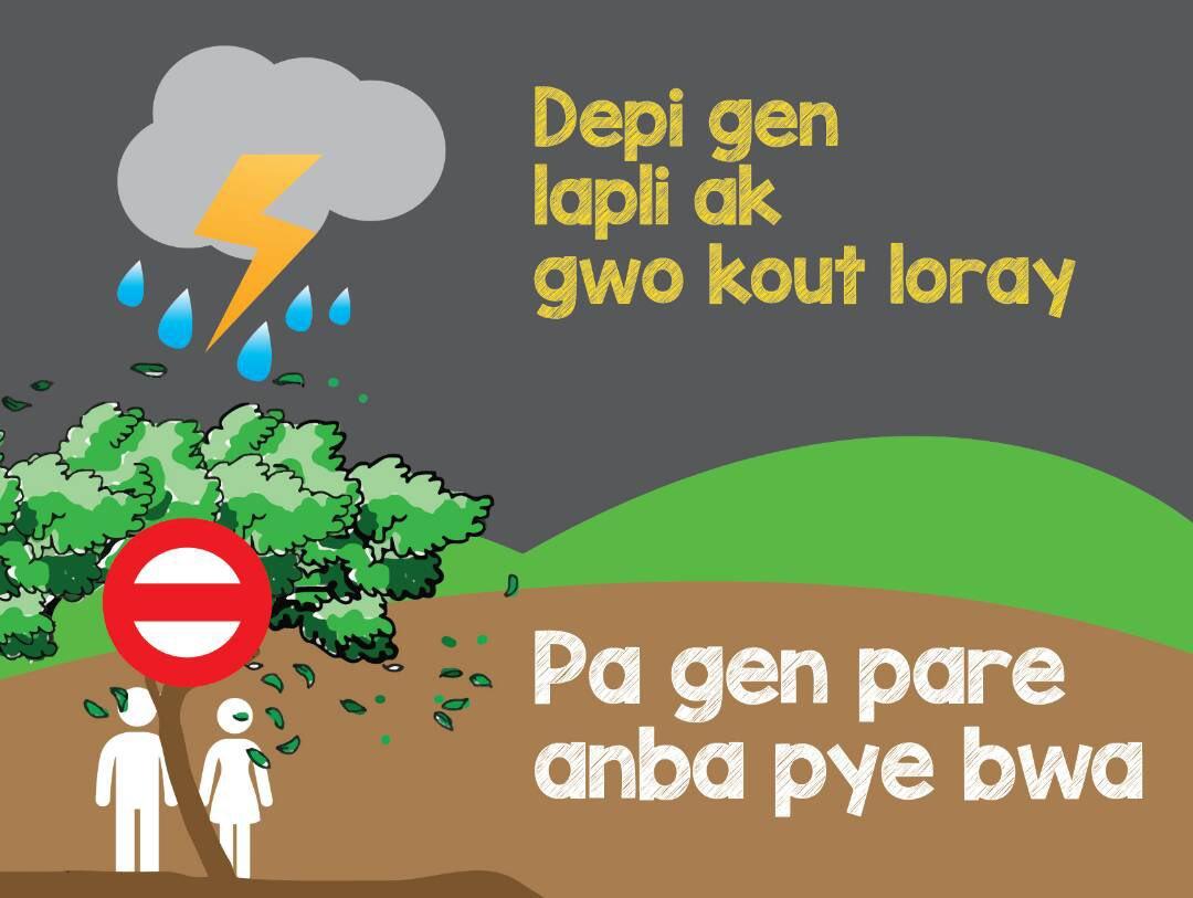 JLMagazine1's tweet photo. Mesaj sansibilizasyon @Pwoteksyonsivil
28.08.2022:. Lè loray ap plede gwonde, raple zanmi w ak vwazen w pou yo rete LWEN PYEBWA, fil kouran, antèn telefòn, dlo, bit mòn… #lafoud #reteveyatif https://t.co/2rH23xwKjg